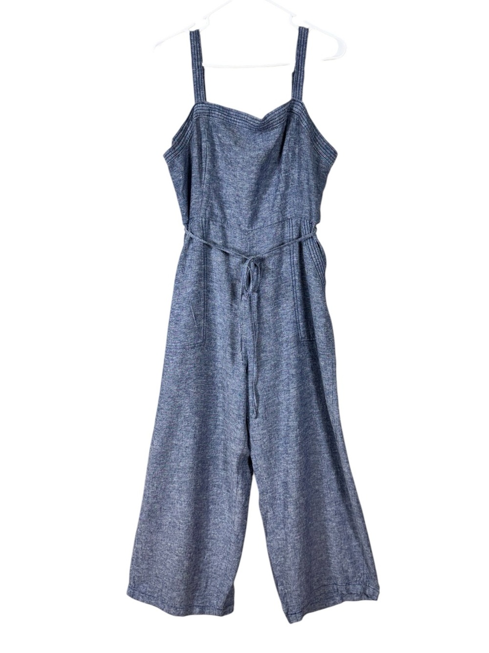 Old Navy Womens Linen Wide Leg Baggy Jumpsuit Large Euro Summer Resort Coastal - Picture 2 of 6
